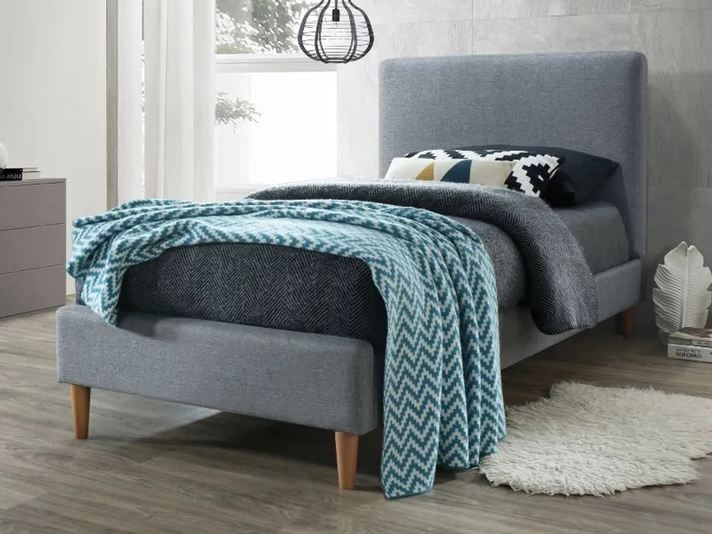Lit JUSTYNA 90x200 cm gris : fini les douleurs avec ce sommier