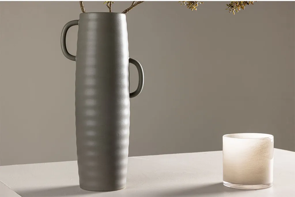 Vase Gris Anthracite Cent Venture Design en Grès Mat de Style Nordique