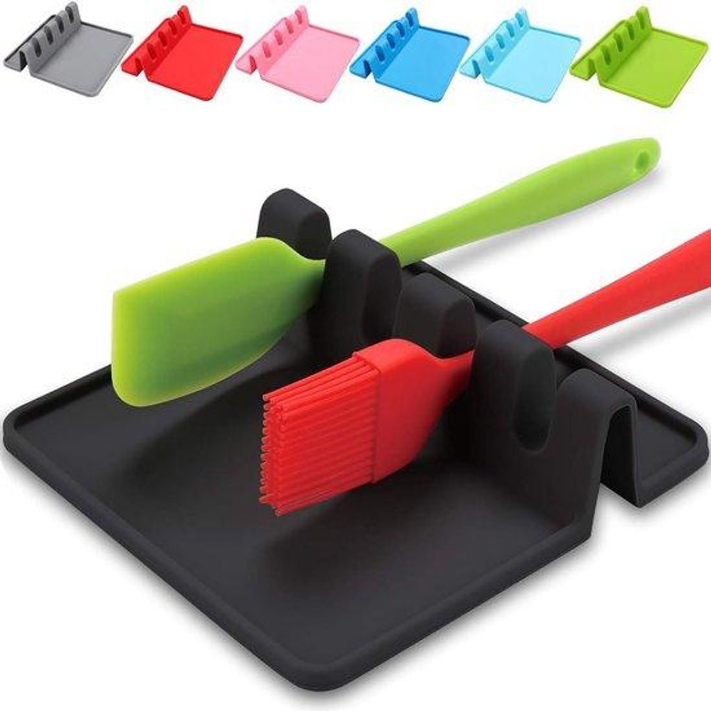 Silikonische Löffelhalterung für Herddeckel mit Tropfenleiste,Löffelhalter, Küchen Gegenstand Rest,Silikonische Löffelhalter und Küchenutensi...