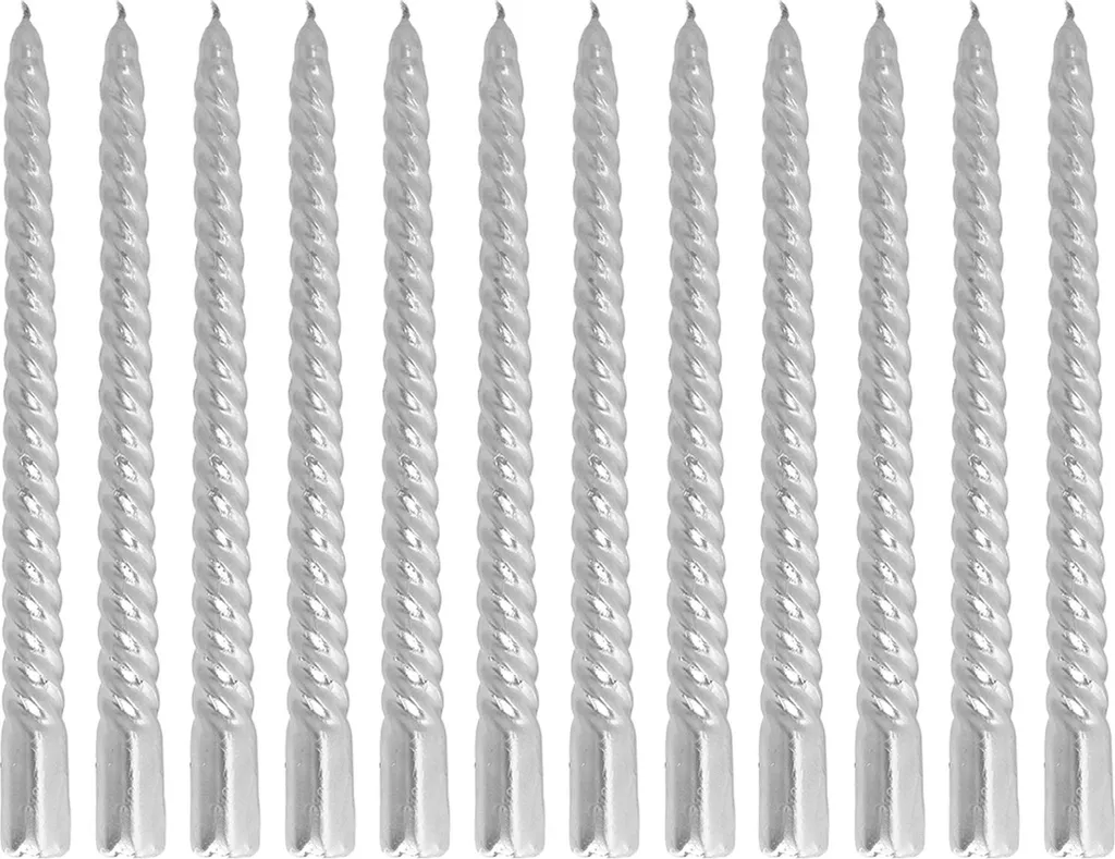 Bougies spirales argentées en cire naturelle pour décoration de mariage