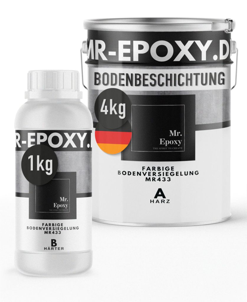 Mr. Epoxy Epoxidharz Bodenbeschichtung (5 kg, RAL 9016 Verkehrsweiß) - 2K Betonfarbe für Garagen, Keller & Werkstatt Boden - Flüssigkunststoff E...