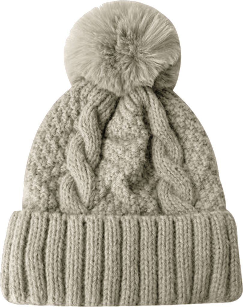 Winter-Strickmütze, dicker Plüsch, hält warm, Bommelmütze, elastische Passform, einfarbig, ohne Krempe, winddicht, kalte Wetterkappe, Outdoor-K...