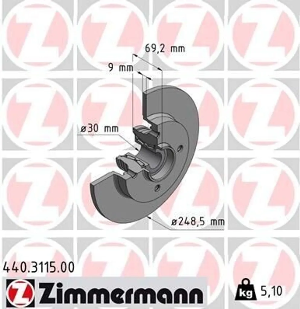 Disque de frein Zimmermann 440.3115.00 pour Peugeot 208 et DS3 Sport