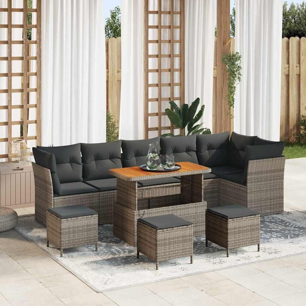 Maison Exclusive - Gartensofa-set 10 pcs Grau Poly-Rattan