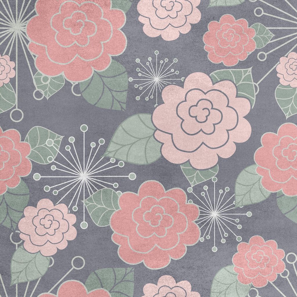 Royal Samt Stoff Polyester Zum Nähen - Motiv rosa Blüten auf grauem Hintergrund