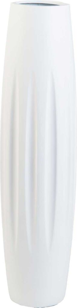 VIVANNO Bodenvase Fiberglas VERTIGA Säule, Sturmweiß matt mit Muster - 20x80 cm
