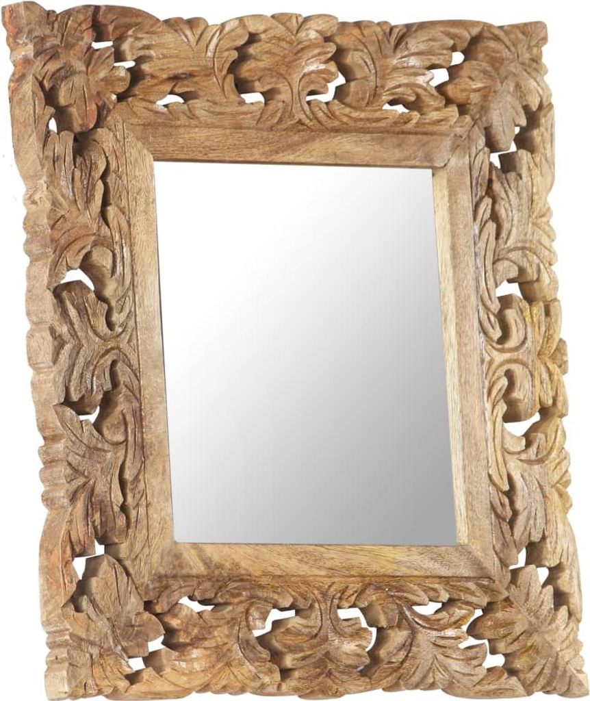 vidaXL Spiegel Handgeschnitzt Braun 50x50 cm Massivholz Mango