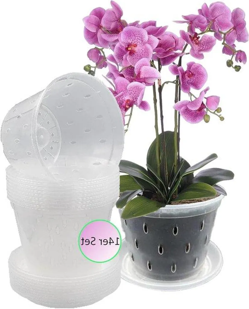 Pots transparents aérés pour orchidées Ø 14 cm - Système perméable 14x