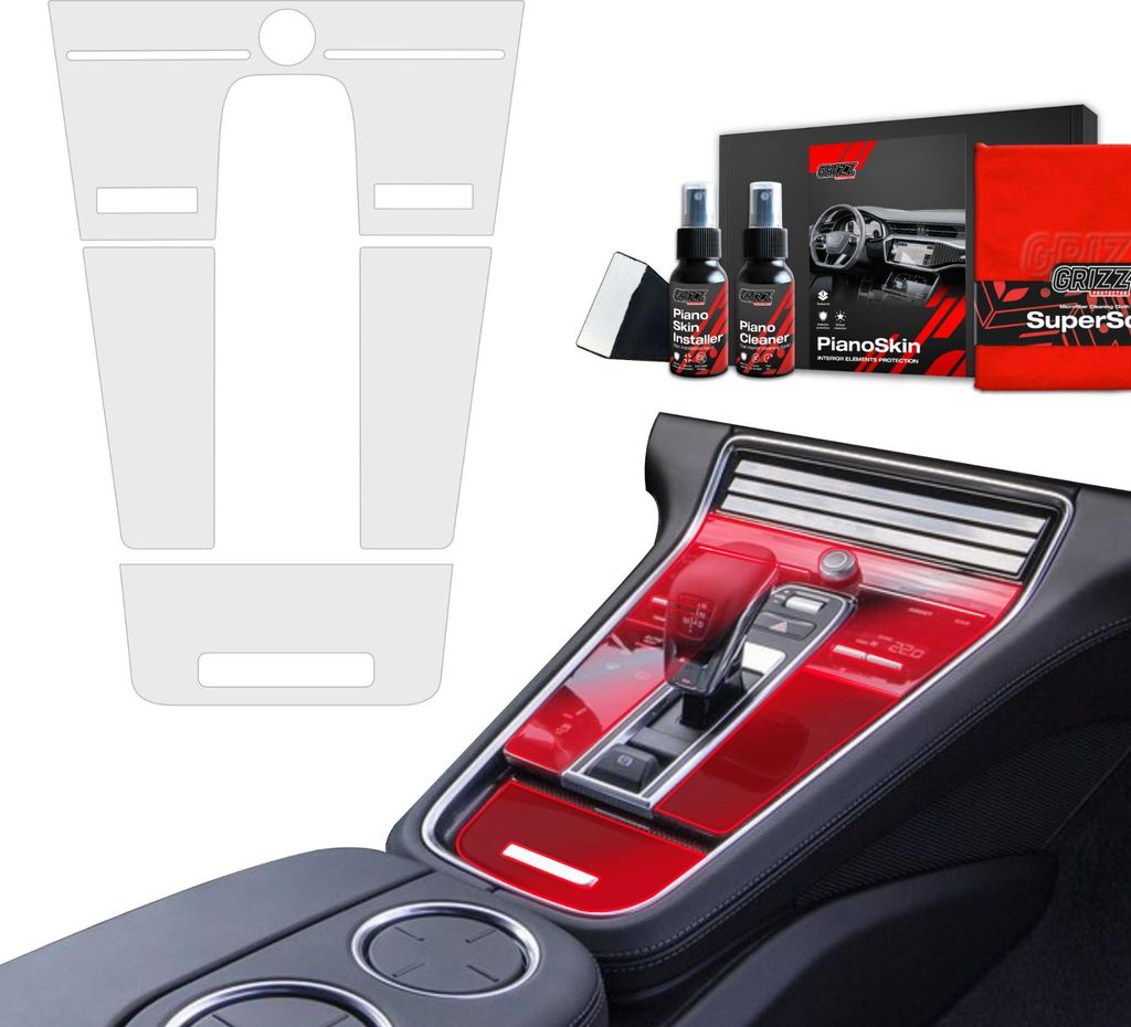 4in1 Mittelkonsole Schutzfolie Grizz Protector für Porsche Panamera 2 (2016-2023) Matt