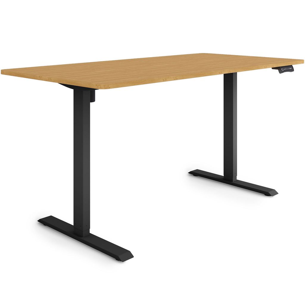 ESMART Germany ETX-121BBA 160 x 80 cm Bambus Nachbildung Ergonomischer Steh-Sitz-Schreibtisch Stufenlos elektrisch höhenverstellbar 73,5 - 123,5 c...