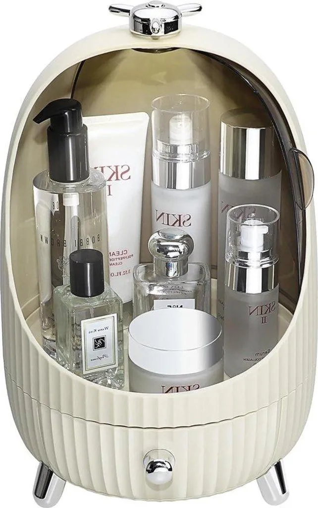 Boîte à maquillage LED avec couvercle protecteur en tissu épais blanc