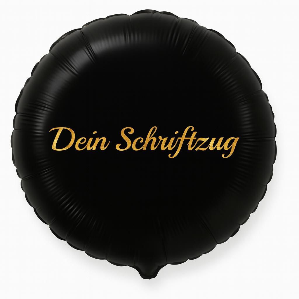 Runder Folienballon, schwarz mit individuellem Aufdruck, personalisierbar, 45 cm