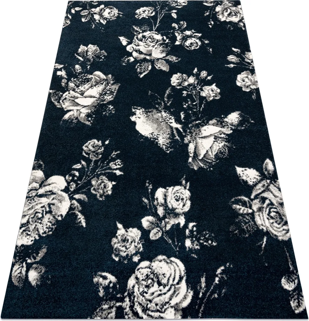 Grand tapis 140x200 cm bleu et blanc pour décorer une chambre ou un salon