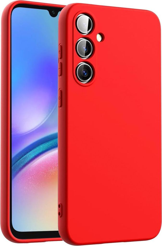 Conie TPU Schutzhülle für Samsung Galaxy A56 5G Tasche Case Cover Bumper Silikon Mikrofaser Inlay Hülle in Rot matt