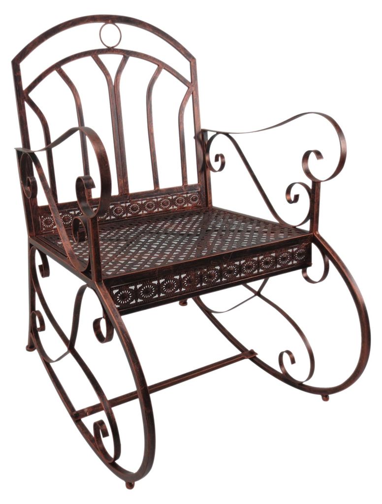 Schaukelstuhl Gartenstuhl, Vintage-Design, 61cm x 79cm x 90cm, Braun + Schwarz