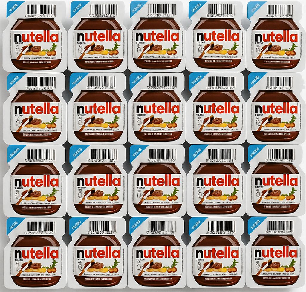 A grid of Nutella mini portions.