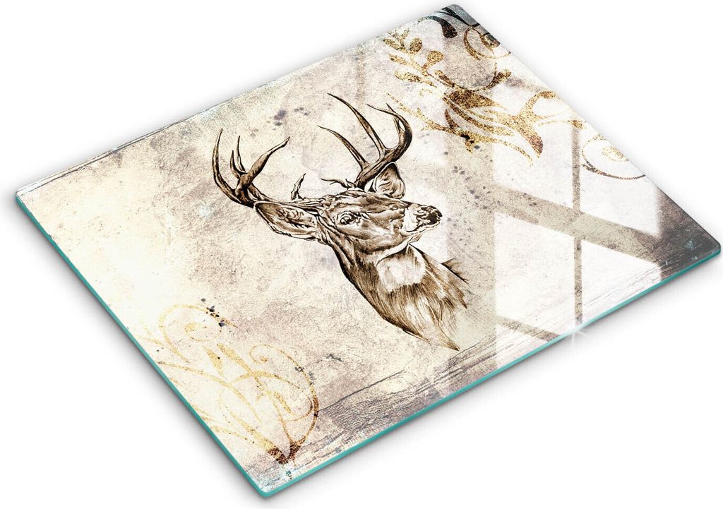 Abdeckung Glas - Küchenabdeckung - 40x52 cm - Abdeckplatte - Hirsch-Tierillustration