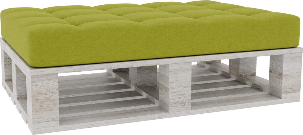 Palettenkissen, Palettenauflagen Sitzkissen Rückenlehne Gesteppt PFG (Sitzkissen 120x50, Limette)
