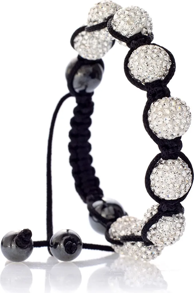 Bracciale Tibetano Shambala Karisma - Cristalli 10mm Bianco Nero