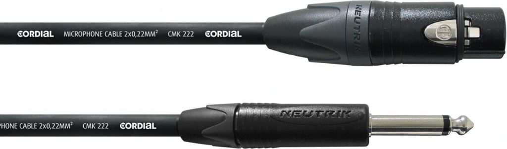 Neutrik Mikrofonkabel CPM 5 FP, XLR Buchse auf Klinke 6.3mm Mono, 5 Meter
