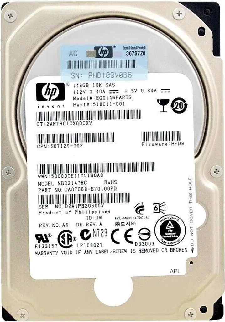 HPE 146GB SAS 10000 RPM 2.5 SFF HDD - Efficienza per Cloud Privati