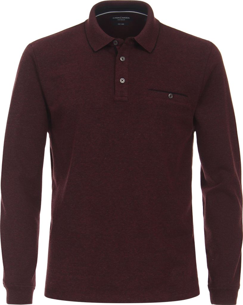 CASAMODA Herren Poloshirt Langarm Polokragen Casual Piqué Bordeaux 5XL