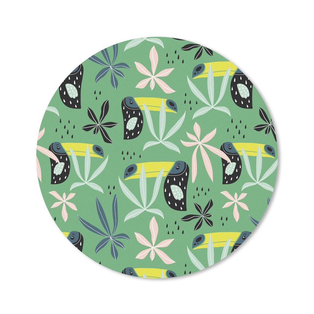 MuchoWow Mauspad Mousepad Tukan - Pflanzen - Grün 40x40 cm - Mousepads - Maus Mat - Pad - Mausunterlage - Schreibtisch Accessoires