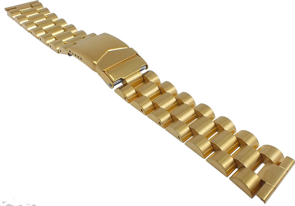 MINOTT | Uhrenarmband Edelstahl massiv gelbgoldfarben Minott 24318G, Stegbreite:18mm