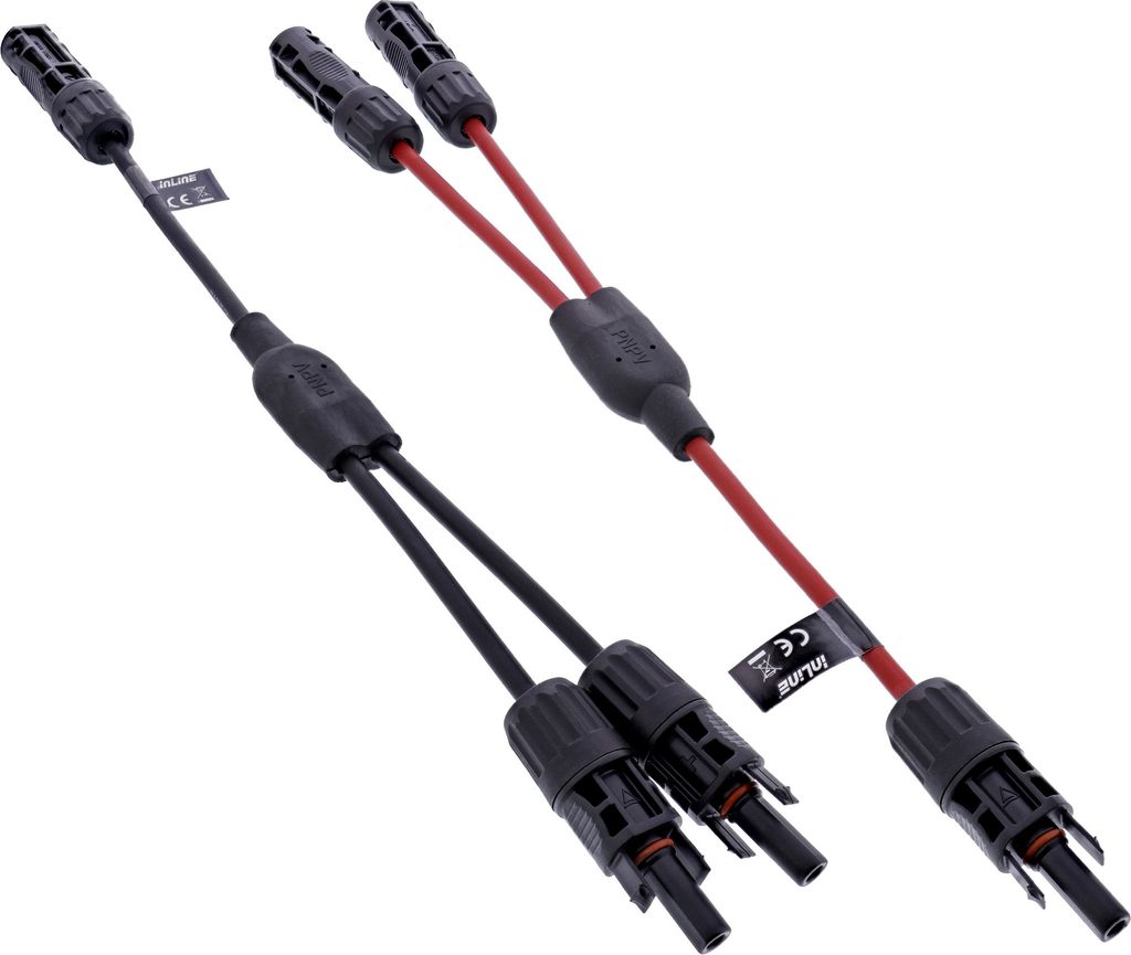 InLine® Solarkabel 2-fach Verteiler-Set schwarz/rot 0,36m Produktbild 