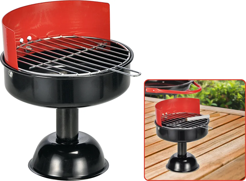 Cendrier de Table Design Grill Métal Noir et Rouge pour Salon Moderne