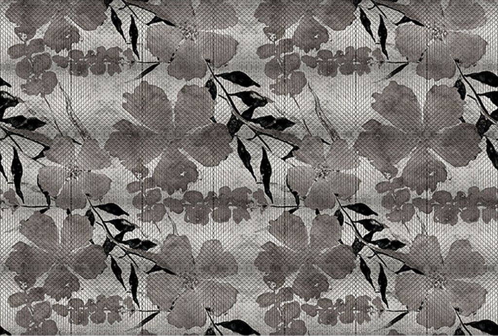 Tadessi Fototapete | Blumen | 4.00 m x 2.70 m | Grau | Schwarz | Wandbild | Digitaldruck