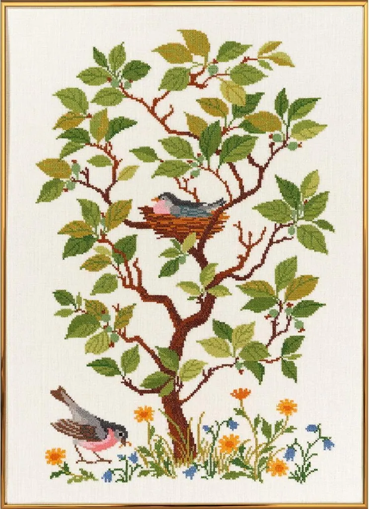 Ricamo Eva Rosenstand Estate | Kit Punto Croce su Lino 40x55cm Danese