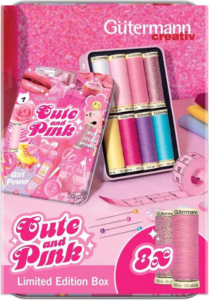 Gütermann Cute and Pink-Box, 8 Spulen