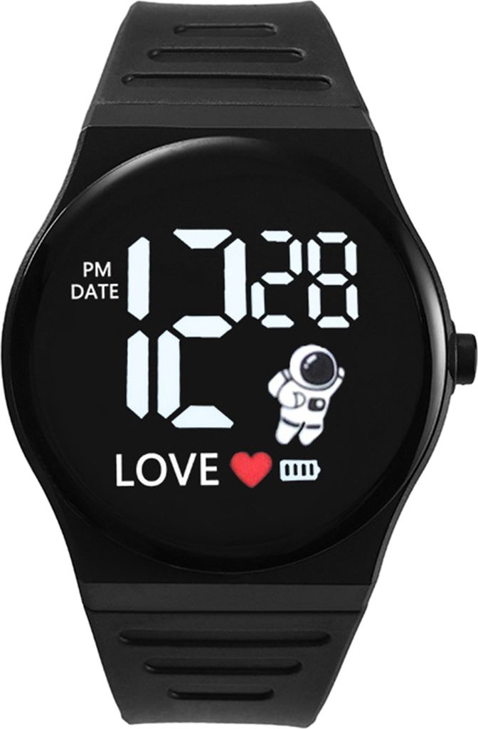 Elektronische LED-Uhr mit Raumfahrer-Muster, rund, verstellbar, weiches Silikonarmband, für Herren, Damen, Mädchen, Jungen, lässig, Sport, digit...