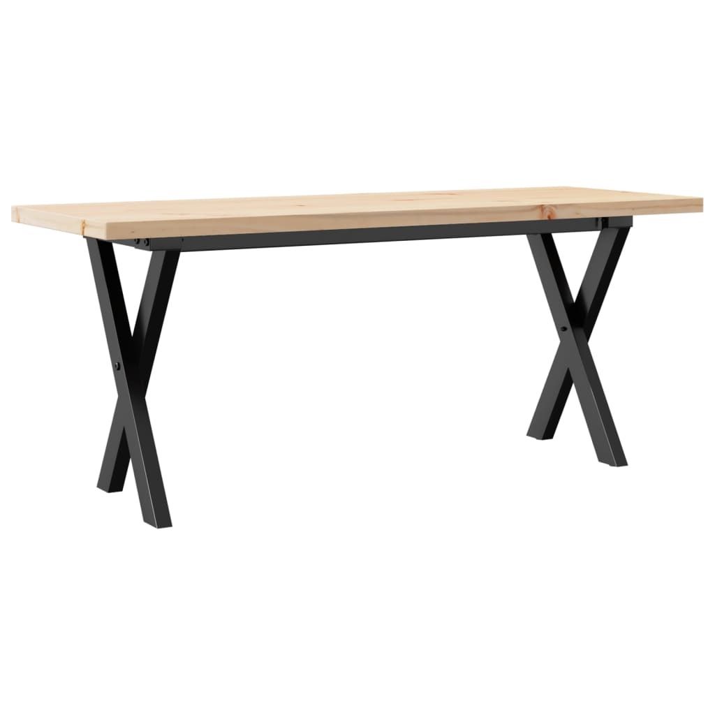 Couchtisch X-Gestell 110x40x45,5 cm Massivholz Kiefer Stahl