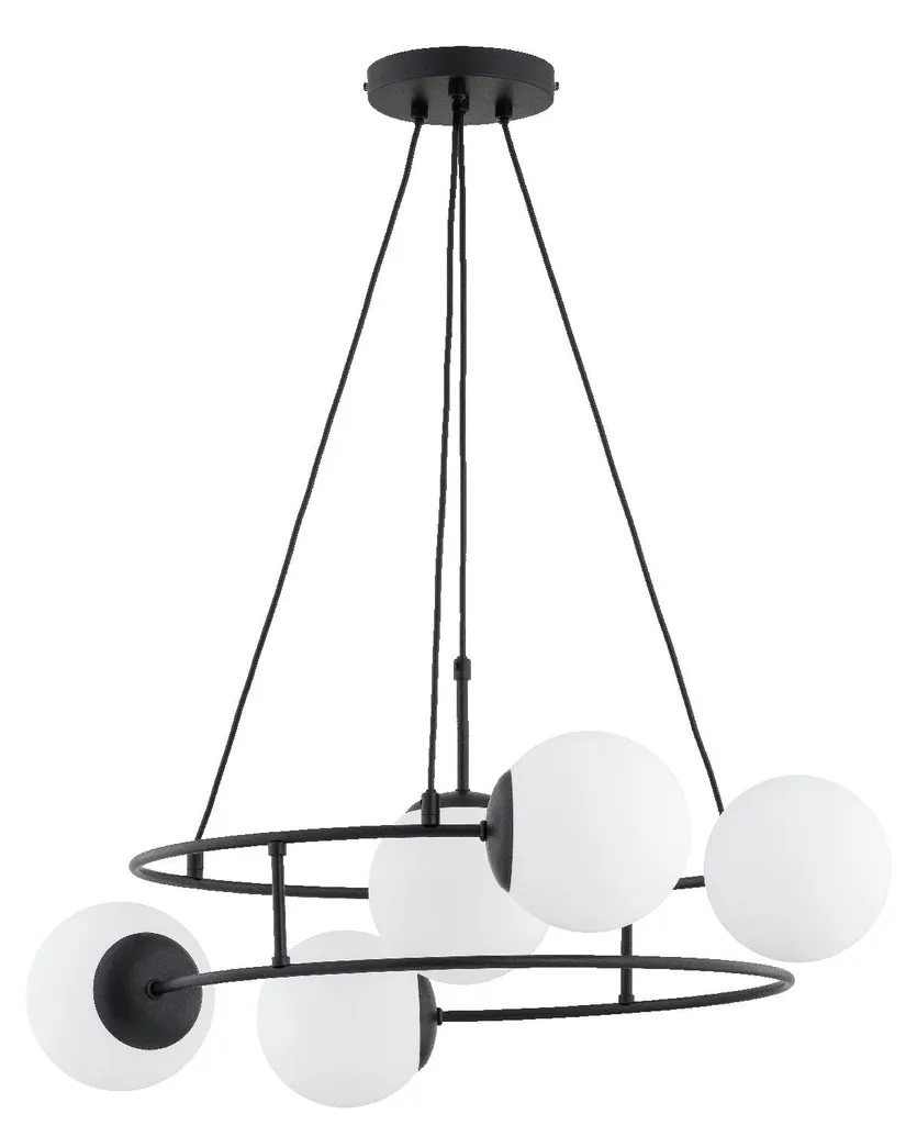 Suspension métal noir et blanc URANIA 5 bras E14 dimensions 70x68cm