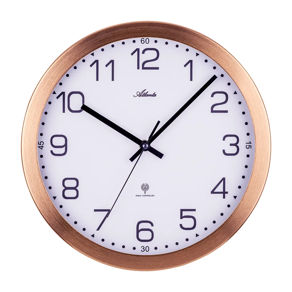 Atlanta 4371-9 Horloge Murale Radio-pilotée Grise en Aluminium de 30 cm