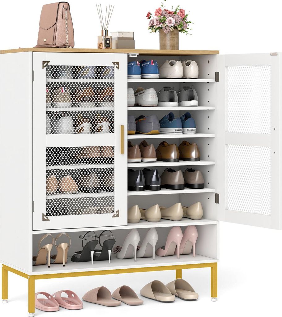 COSTWAY 7-poziomowa szafka na buty z drzwiami maszynowymi, Zdjęcie produktu 