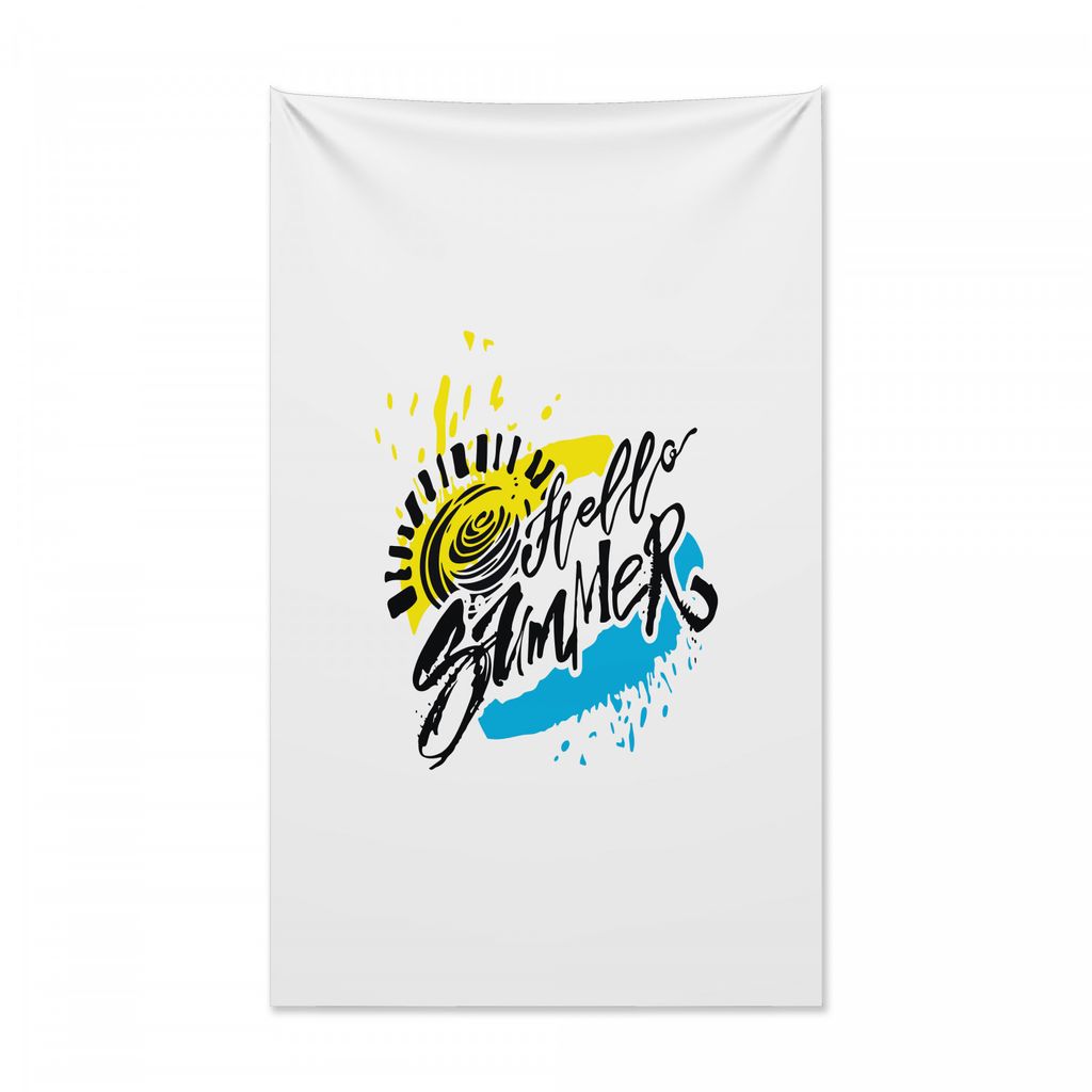 Abakuhaus Hallo Sommer Wandteppich und Tagesdecke, Grunge Pinselstrich aus Weiches Mikrofaser Stoff Kein Verblassen Klare Farben Waschbar, 140 x 23...
