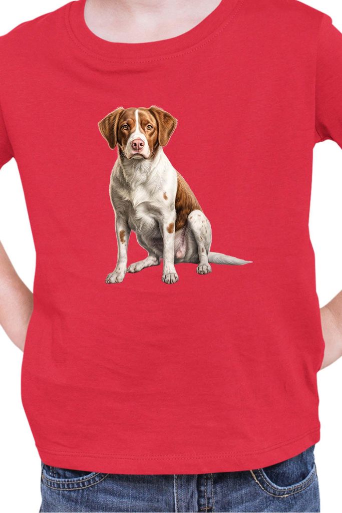 Kinder T-Shirt Dogs Breeds Brittany Dog Breed 006, 3-4 Jahr - 104 / Rot
