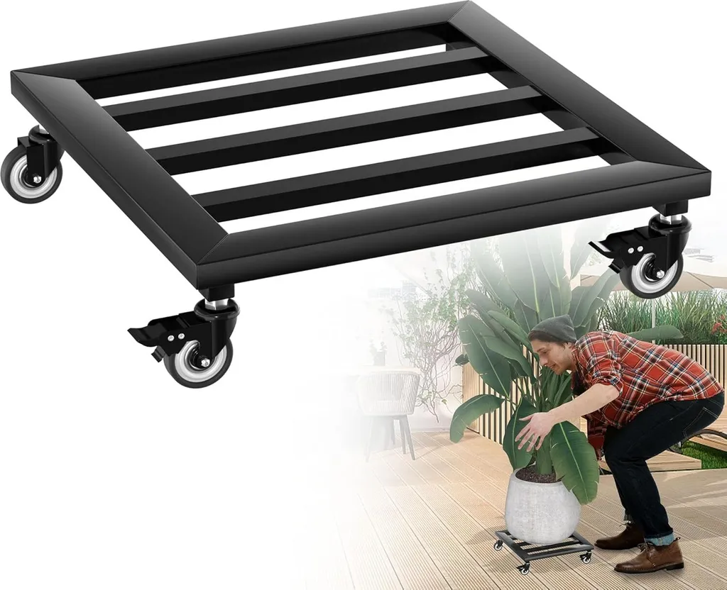 Planche à roulettes pour plantes en métal robuste avec roues freinées