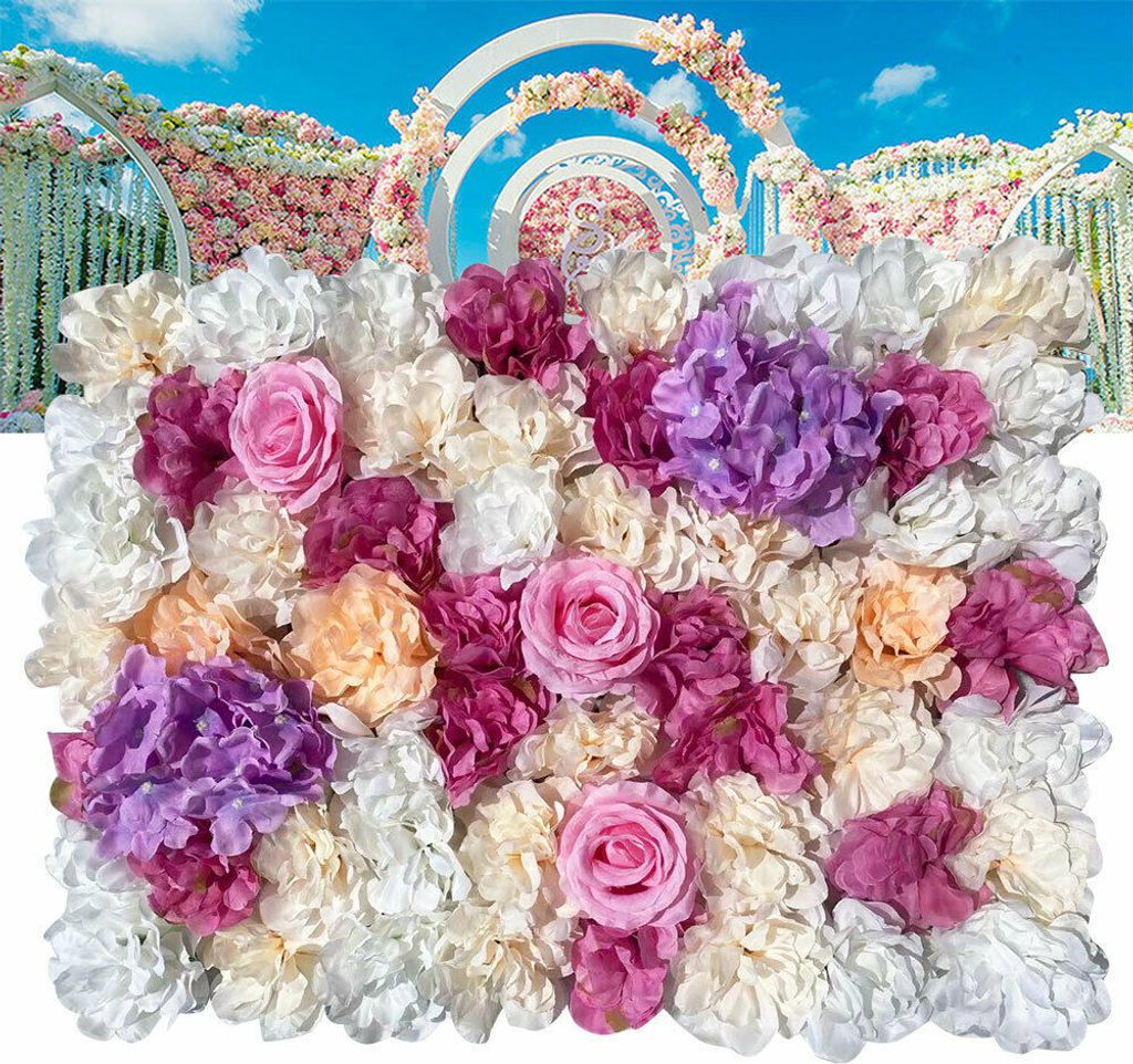 Künstliche Blumenwand Rosenwand Blumenpaneele Hochzeit Blume Wandplatte Hintergrund Nachbildung Blumenmuster Hintergrunddekor für Hochzeit Party ...