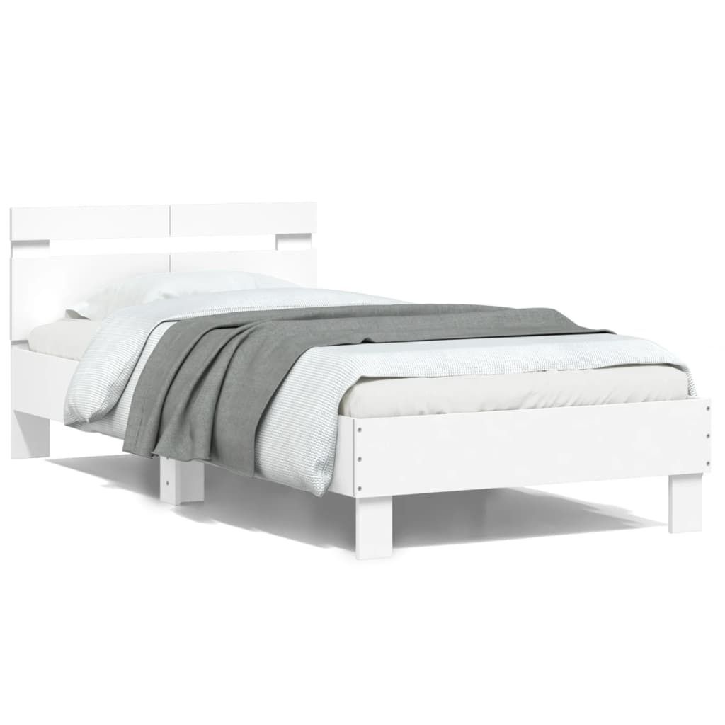 vidaXL Struttura letto con testiera bianca 100x200 cm in Immagine del prodotto 