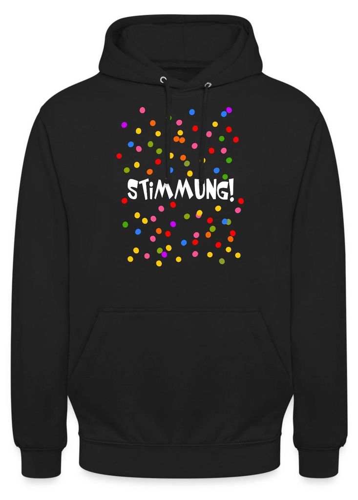 Spreadshirt Stimmung Konfetti Fasching Karneval Uni Hoodie, XL, Schwarz