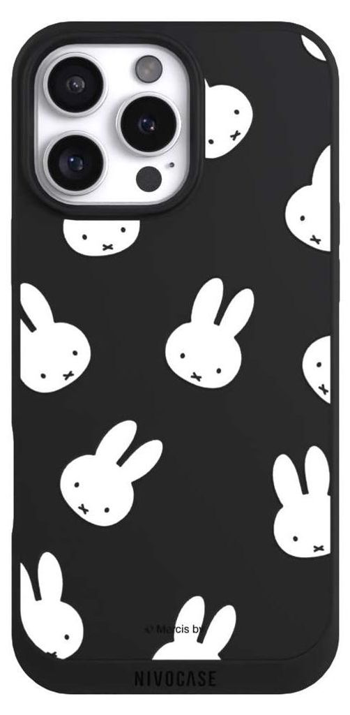 NIVOCASE Handyhülle für Apple iPhone 16 Pro Max Hülle NIVOpure Case Schwarz Muster transparent Miffy