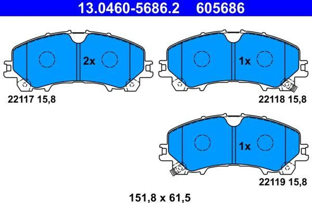 Plaquettes de frein ATE 13.0460-5686.2 pour X-Trail et Koleos D10604GA5A