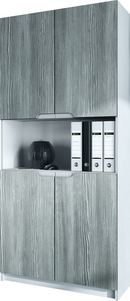 Vladon Büroschrank Logan V2, Germany, Aktenschrank mit 5 Fächern und 4 Türen, Weiß matt/Avola-Anthrazit (82 x 184 x 37 cm)