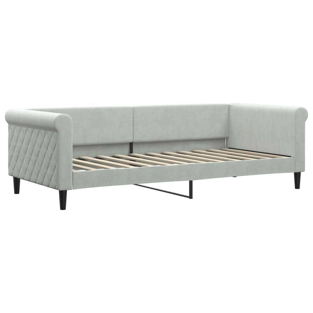 "WINTER SALE"Tagesbett - Einzelbett/Jugendbett mit Lattenrost - Hellgrau 90x200cm Samt - Klassische Betten NeuMöbel812975