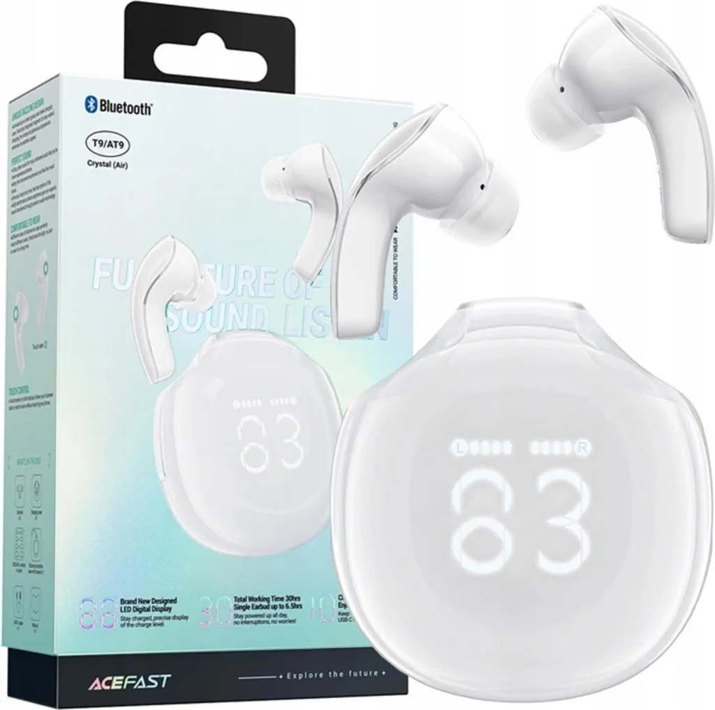 Acefast T9 Bianco: Cuffie Sportive Bluetooth 5.3 Wireless IPX4