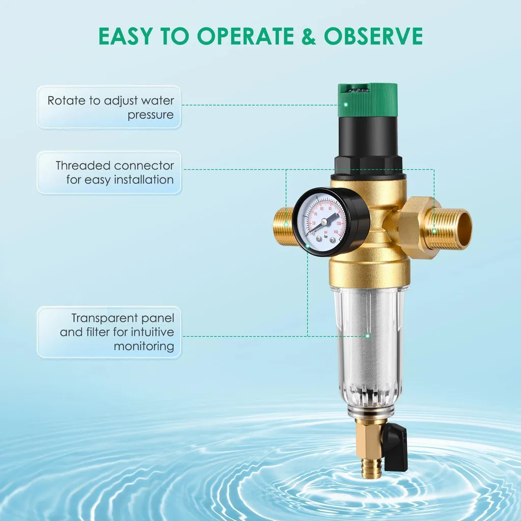 Régulateur pression d'eau réglable 240V en laiton pour osmoseur et RO - 4